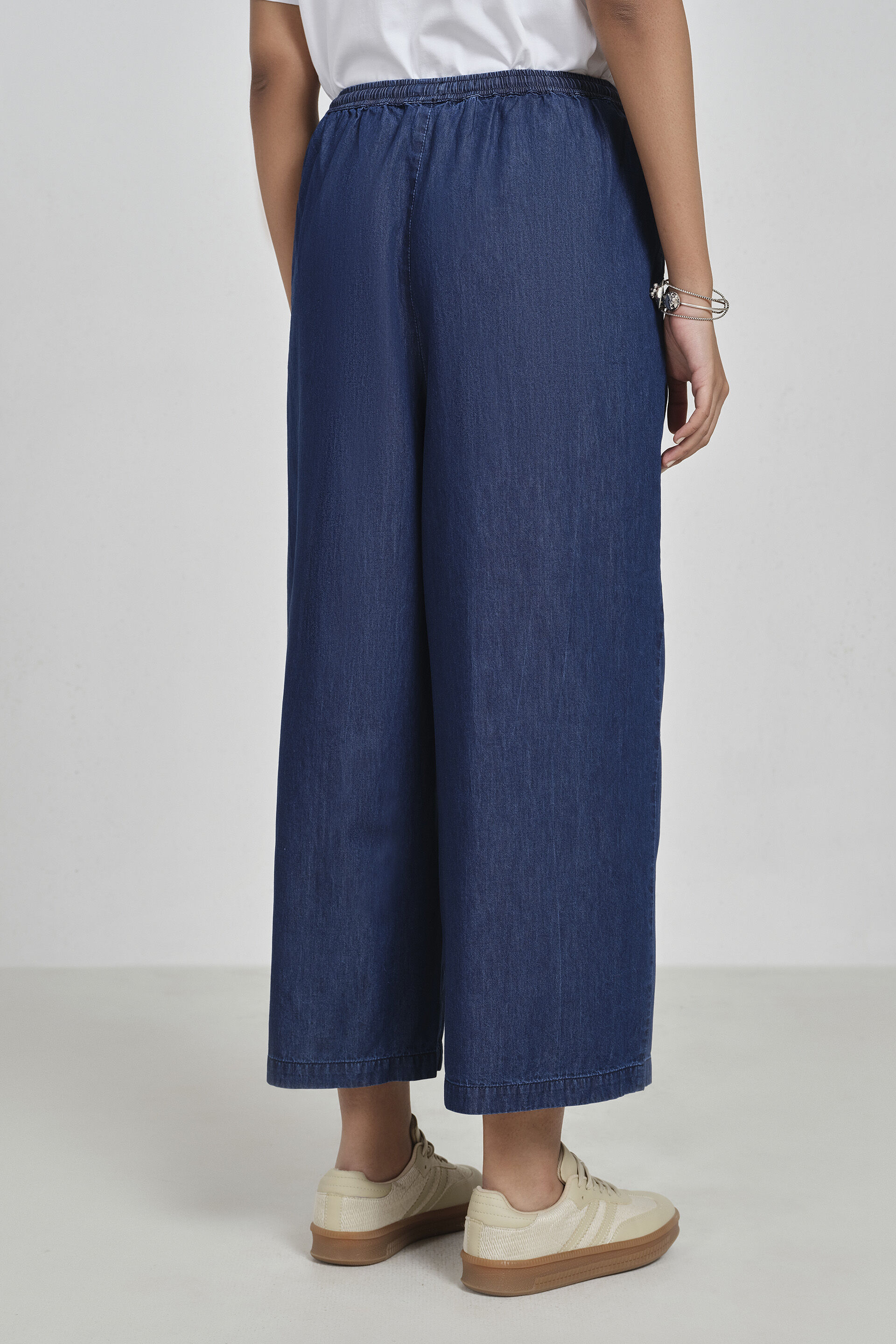 Ink Blue Denim Culottes, Indigo Blue, image 4